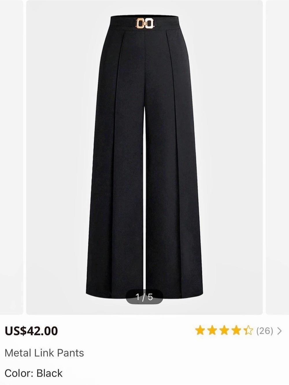 Commense Metal Link Pants Wide Leg Pants in Black
